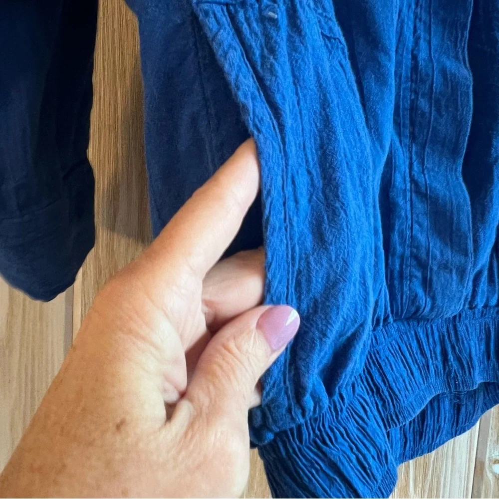 Vintage cotton cobalt blue top by Alice Martin pullover with pockets - Picture 9 of 12